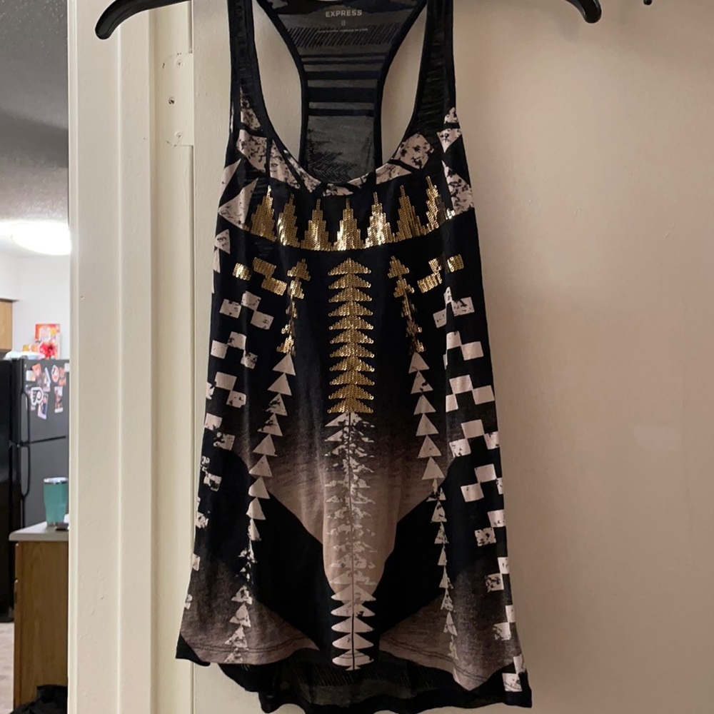Express black and gold party tank